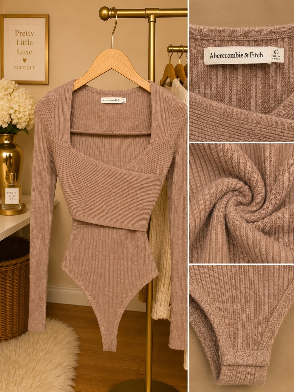 Abercrombie & Fitch Taupe Knit Bodysuit XS
